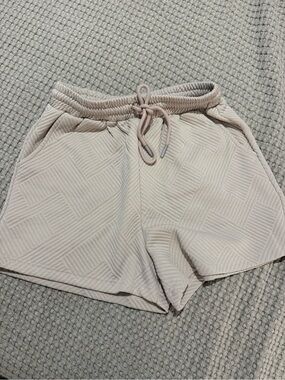 Allie Rose tan quilted drawstring shorts